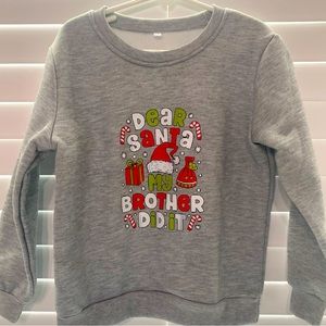 Girl’s Gray Long Sleeve Christmas My Brother Did It Polyester Sweatshirt 5/6